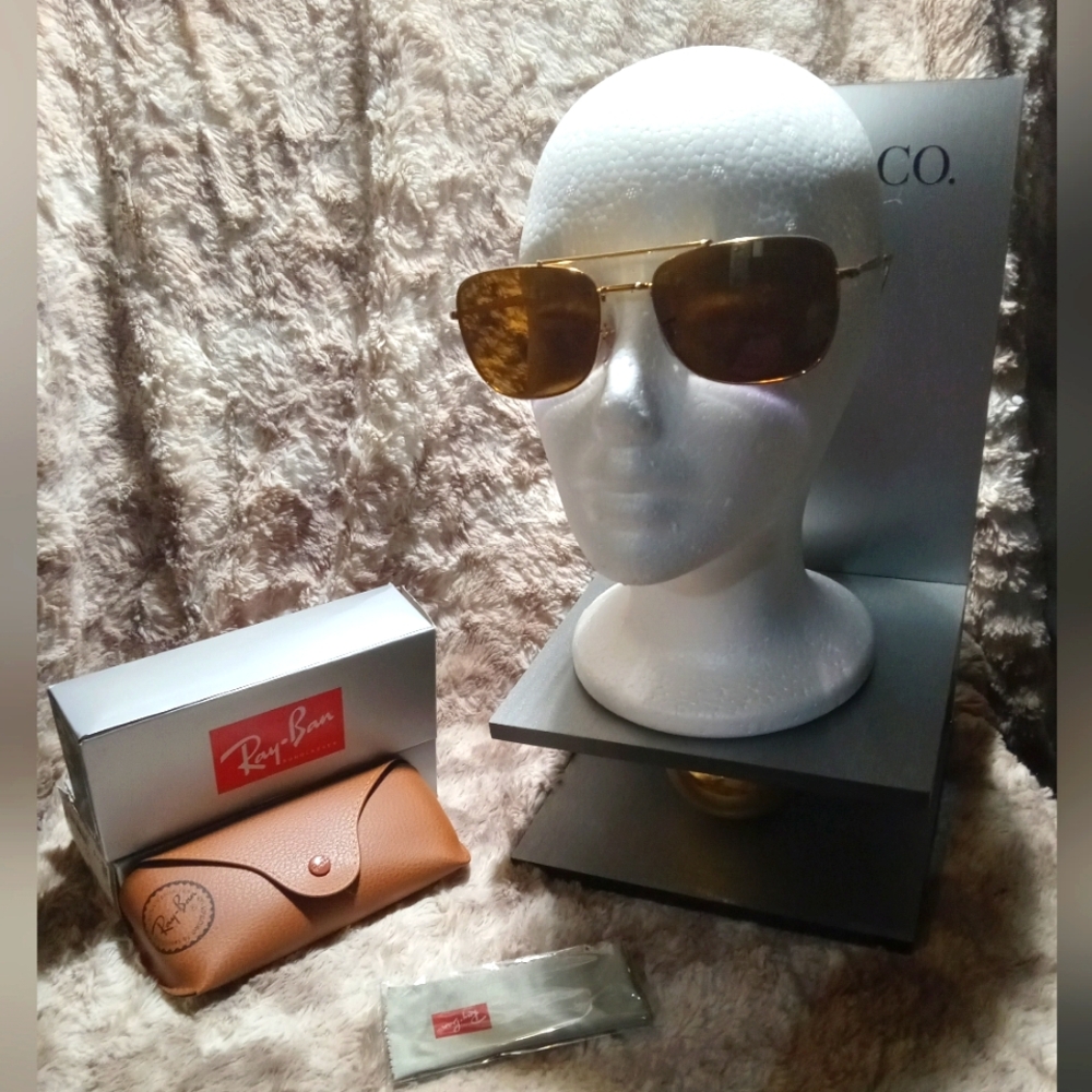 Ray-Ban Gold and Brown Sunglasses